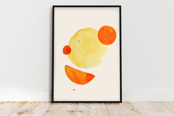 Abstract Wall Art Print, Khmer Orange and Illustrations