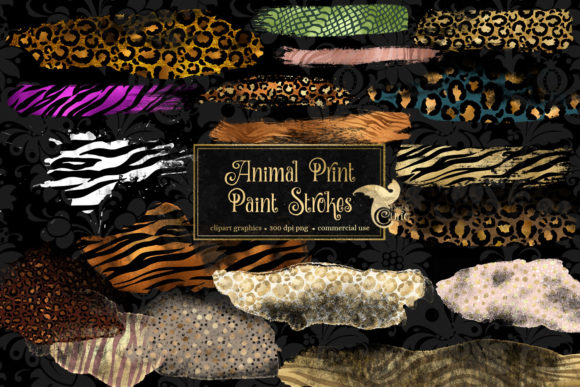 Animal Print Paint Strokes Clipart and Illustrations