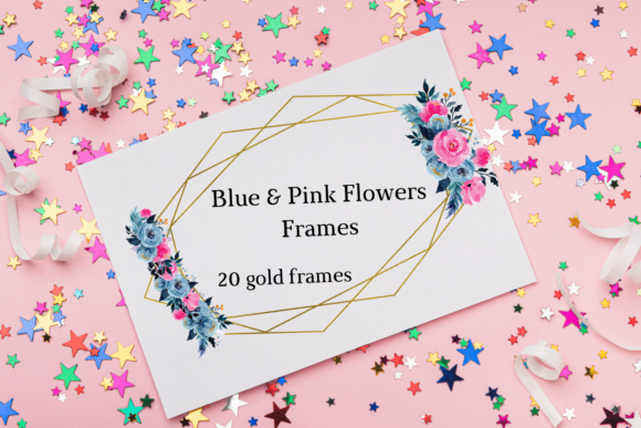 Blue Pink Romantic Geometric Frames Illustrations