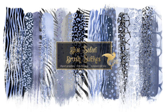Blue Safari Brush Strokes Clipart and Illustrations