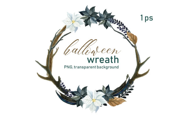 Boho Halloween Wreath Clipart & Illustrations