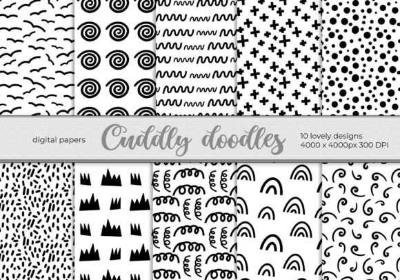 Digital Papers Black and White. Patterns