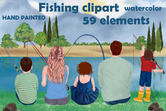 Family Fishing Clipart and Illustrations