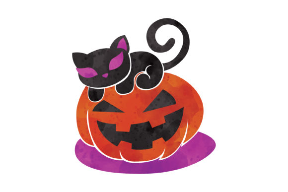 Halloween Cute Black Cat Illustrations
