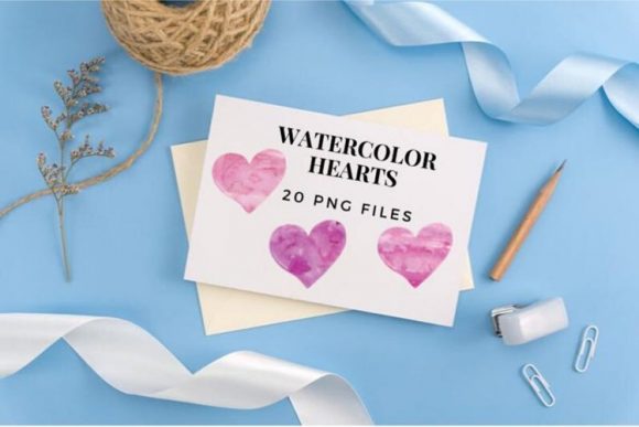 Love Hearts Clipart, Colorful Watercolo Illustrations