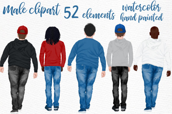 Male Cliparts - 52 Elements Illustrations