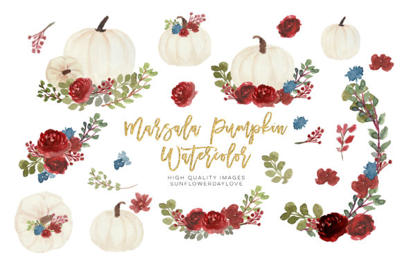 Marsala Autumn Pumpkin Clipart and Illustrations
