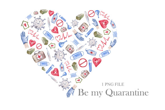 Quarantine Valentine Heart Clipart and Illustrations