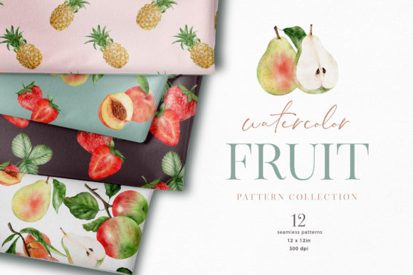 Summer Fruit Pattern Digital Paper and Illustrations
