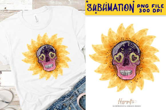 Sunflower Skeleton Sublimation Design and Illustrations