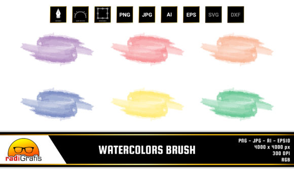 Watercolors Brush - 6 Colors and Illustrations