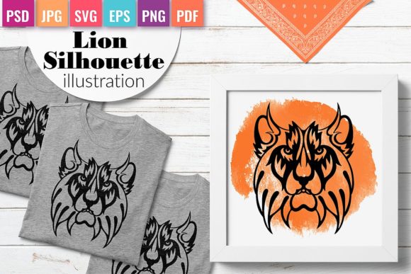 Wild Lion Head Vector Silhouette Illustrations