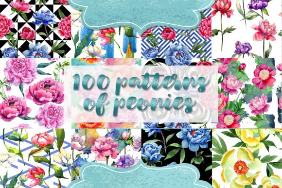 Wonderful 100 Patterns of Peonies Set