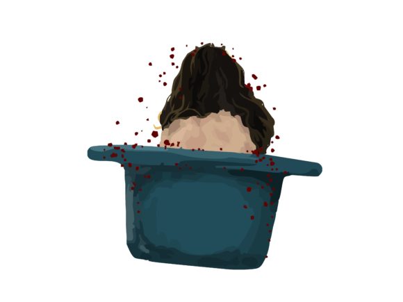 Zombie Scary Girl in Bathtub Illustrations